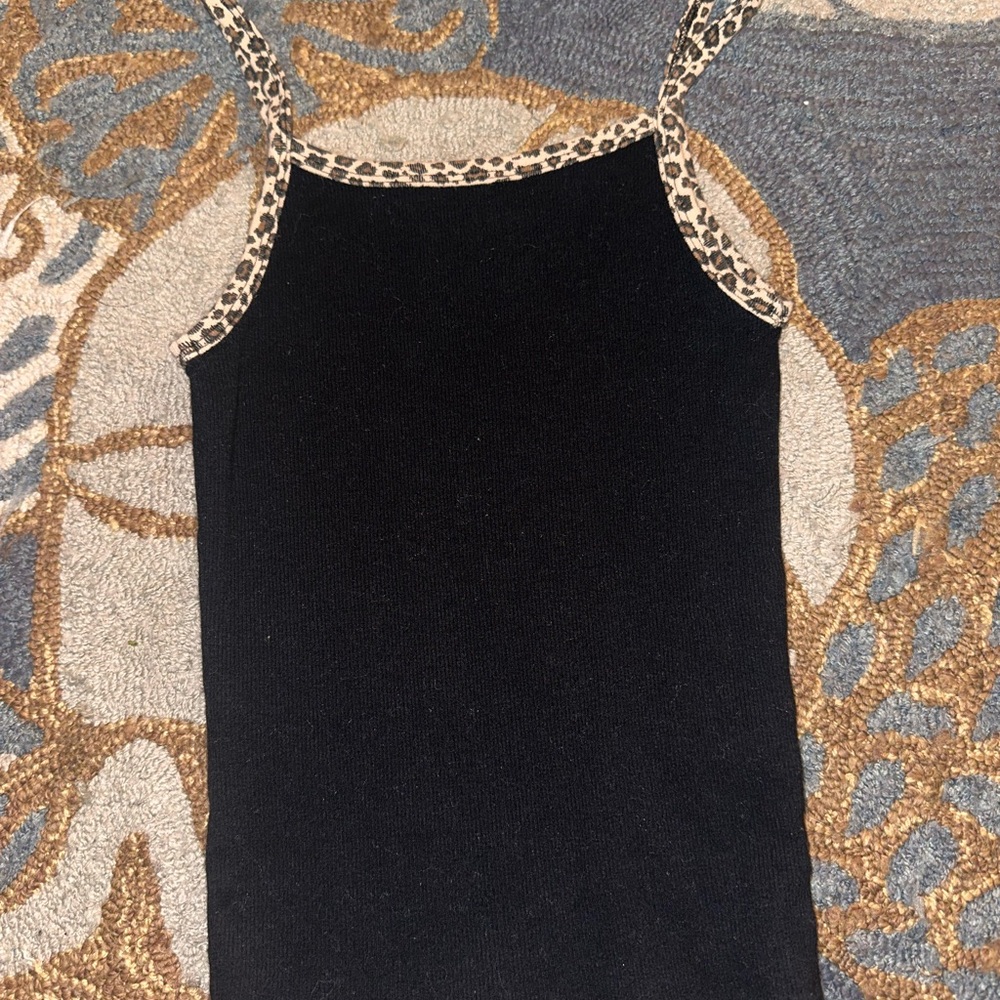Harlow Black Top with Animal Print Accents